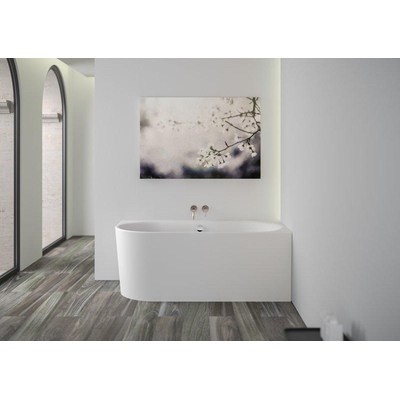 PliegerKansashoekbad acryl met waterinlaat rechts155x80x60cmmet poten | met af- en overloopgarnituur chroommat wit