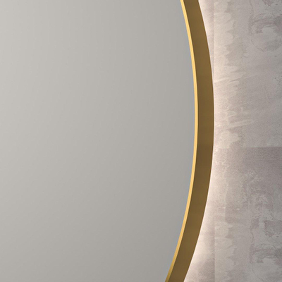 INK SP17 Spiegel - 100x4x100cm - LED onder en boven colour changing - dimbaar - in stalen kader - aluminium Mat goud