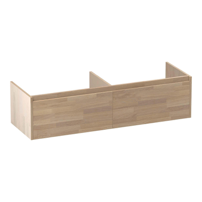 BRAUER Embrace wastafelonderkast - 139x35x45.5cm - 2 softclose lades - greeploos - 2 sifon uitsparingen - massief eiken - vingerlas eiken grijs