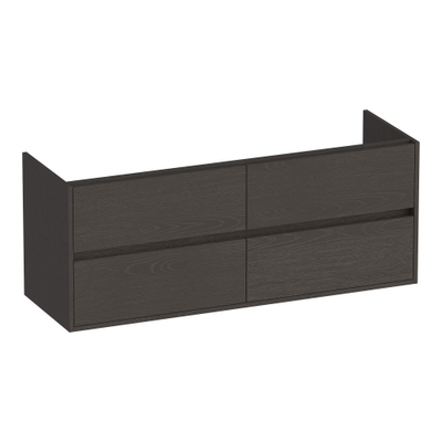 BRAUER Adore meuble sous lavabo - 140x46x55cm - 4 tiroirs softclose - sans poignée - 2 découpes pour siphon - Timber Anthracite