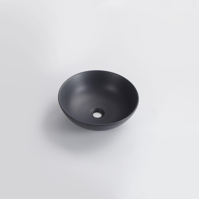 QeramiQ Dely Waskom - 40x40x13.5cm - rond - keramiek - mat zwart