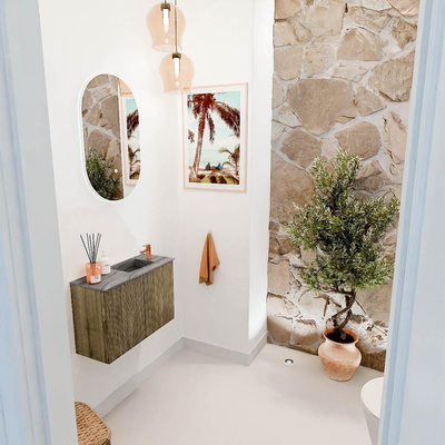 Mondiaz JOYA-DLUX 60cm toiletmeubel - kleur Dusk - Wastafel FAYE positie Rechts 1 kraangat kleur Sombra.