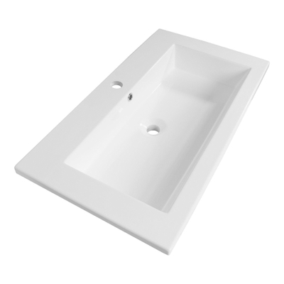 BRAUER Solar Slim lavabo 80x46x2.5cm - 1 vasque - 1 trou de robinet - marbre minéral - blanc satiné