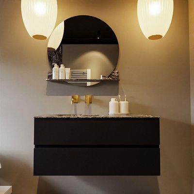 Mondiaz VICA-DLUX Ensemble meuble de salle de bains - 110cm - urban - 2 tiroirs - Lavabo encastré CLOUD - gauche - sans trou de robinet - couleur Lava - Version XL 60cm de haut