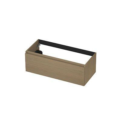 INK Wastafelonderkast - 100x45x35cm - 1 lade - greeploos - met houten keerlijst - MDF - olijf eiken