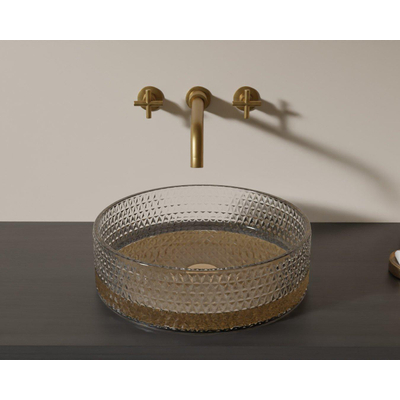 Riho Glamour Vasque à poser - 35.5x35.5x11cm - verre - Gold (or)