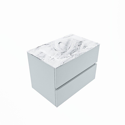 Mondiaz VICA-DLUX Ensemble de meuble de salle de bain - 70cm - meuble sous-vasque argile - 2 tiroirs - lavabo encastré nuage milieu - 1 trou de robinet - version haute 60cm - glace