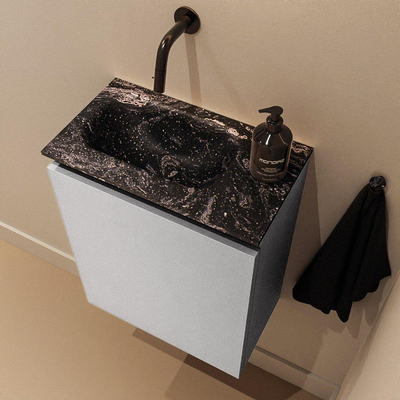 MONDIAZ TURE-DLUX Meuble toilette - 40cm - Plata - EDEN - vasque Lava - position gauche - sans trou de robinet
