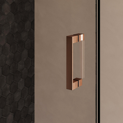 BRAUER Void Nisdeur - 2-delig - 190x200cm - 70cm draaideur aan muur - glascoating - omkeerbaar - helder glas - geborsteld koper PVD
