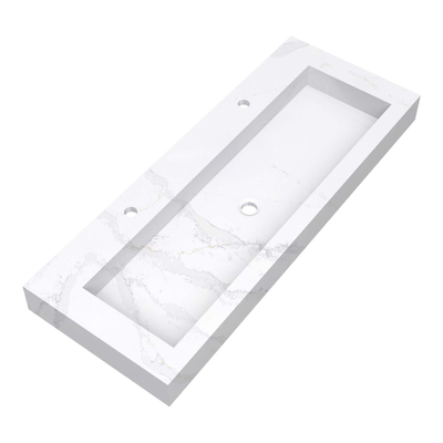 BRAUER Coral lavabo - 120x46x10cm - 1 vasque - 2 trous de robinet - composite - aspect marbre - Calacatta Gold