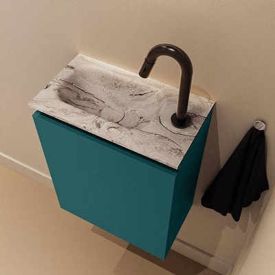 MONDIAZ TURE-DLUX Meuble de toilettes 40 cm Smag. EDEN vasque Glace position gauche. Avec 1 trou de robinet.