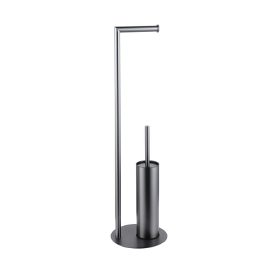 Fortifura Calvi vrijstaande toiletrolhouder - met toiletborstel - PVD - geborsteld gunmetal (antraciet)