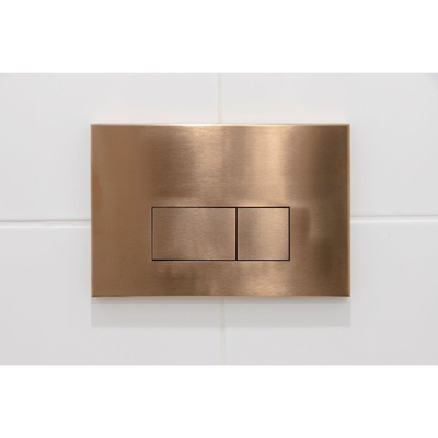 QeramiQ Dely Swirl Toiletset - 36.3x51.7cm - diepspoel - rimless - Geberit UP320 inbouwreservoir - slim zitting - koperen bedieningsplaat - rechtehoekige knoppen - wit mat