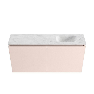 MONDIAZ TURE-DLUX 100cm toiletmeubel Rosee. EDEN wastafel Opalo positie rechts. Met 1 kraangat.