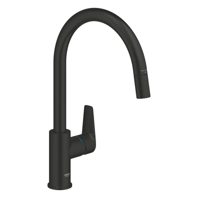 Grohe Start Edge Keukenmengkraan - hoge uitloop - uittrekbare mousseur - matte black (mat zwart)