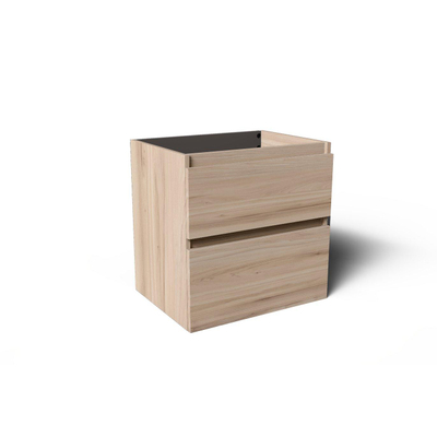 Saniclass Vita Badkamermeubelset - 60x60x46cm - 2 lades - greeploos - 1 wasbak - zonder kraangaten - overloop - keramiek - licht eiken