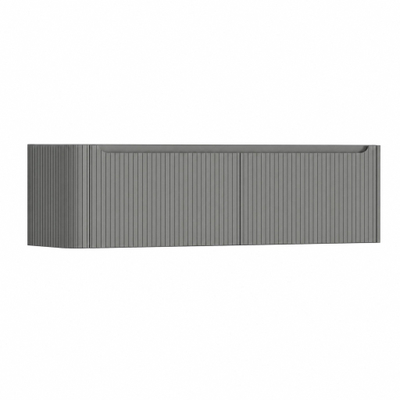 H&R Badmeubelen Juice Wastafelonderkast - 160x45x40cm - linkerhoek afgerond - 3D-front - 2 lades - geïntegreerde greep - stone grey mat