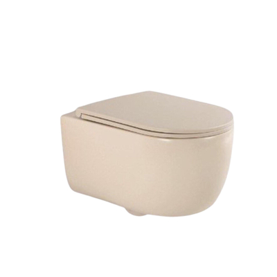 FugaFlow Eccelente Pietra Swirl Ensemble WC suspendu - 36,5x53,0cm - chasse profonde - sans rebord - abattant slim à fermeture douce - beige