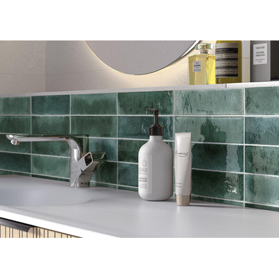 SAMPLE Terravito Giavelo wand- en vloertegel - 6x24.6cm - 8.4mm - Rechthoek - Overig - glans groen - Green