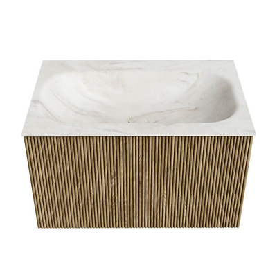 Mondiaz KURVE-DLUX Badkamermeubelset - 70x46x40cm - 1 lade - wastafel solid surface - midden - 1 kraangat - Dusk