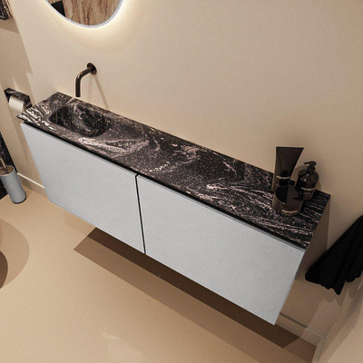 MONDIAZ TURE-DLUX Meuble WC 120 cm Plata. Lavabo EDEN Lava position gauche. Sans trou de robinet.