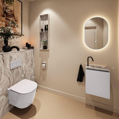 MONDIAZ TURE-DLUX 40cm toiletmeubel Cale. EDEN wastafel Glace positie rechts. Met 1 kraangat.