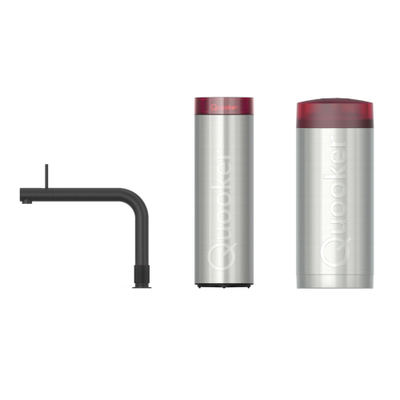 Quooker BE Front robinet d'eau bouillante - bec orientable - Combi incl. réservoir Cube - Eau chaude / bouillante / pétillante / filtrée - Noir