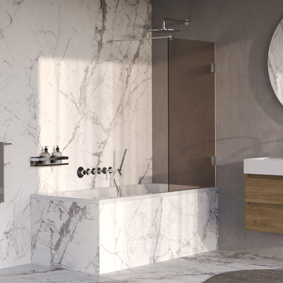 BRAUER Void Paroi de baignoire - 80x140 - verre bronze - incl. revêtement en verre - chrome