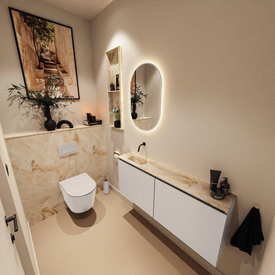 MONDIAZ TURE-DLUX 120cm toiletmeubel Linen. EDEN wastafel Frappe positie links. Zonder kraangat.