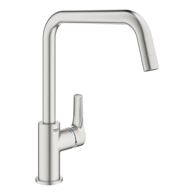 Grohe Eurosmart Keukenkraan - hoog - draaibare uitloop - rvs look