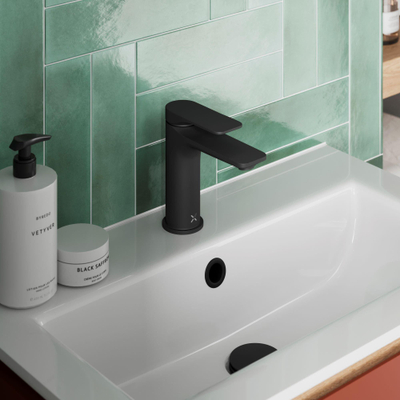 Crosswater Fuse Wastafelkraan - met klikwaste - gecoat zwart mat