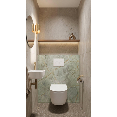 QeramiQ Dely Toiletset - Geberit UP720 inbouwreservoir - witte bedieningsplaat - softclose toilet zitting 35 mm - glans wit