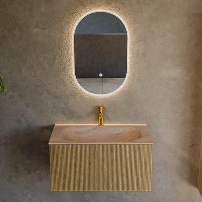 MONDIAZ KURVE-DLUX Meuble de salle de bains 80cm couleur Dusk avec 1 tiroir et 0 porte. Lavabo BIG SMALL Central 1 trou de robinet Saba.