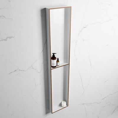 Mondiaz Easy nis 29.5x89.5x8cm voor Inbouw/opbouw 2 open vakken Solid surface Talc/Rust