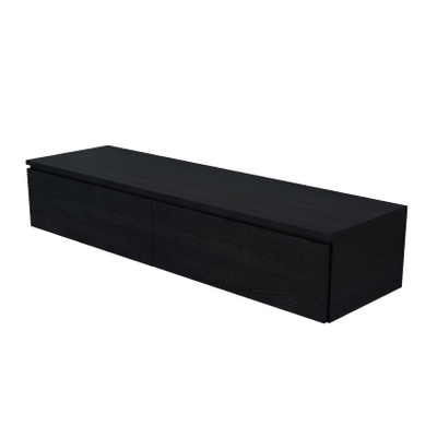 Arcqua living meuble 140x46x30cm 2 tiroirs sans poignée panneau de particules mélaminé chêne noir