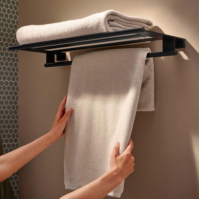 Hansgrohe AddStoris S handdoekrek met handdoekhouder mat zwart