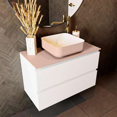 Mondiaz TOP 23 Topblad - 80x23.5x0.9cm - geschikt voor afdekplaat - Solid surface - Rosee