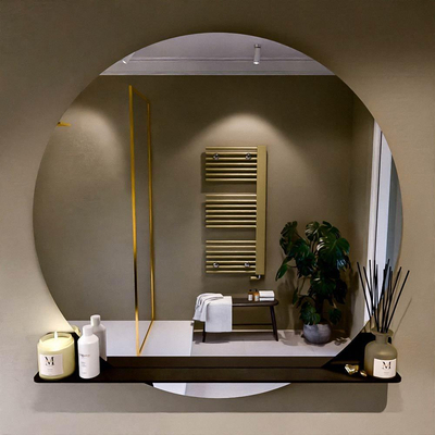 Mondiaz SPOT spiegel – Ø120 cm – met planchet – Urban (zwart)