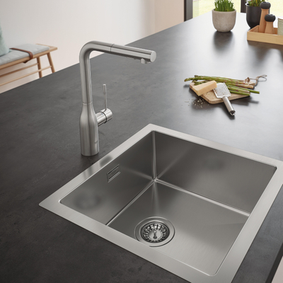GROHE Essence Mitigeur de cuisine avec bec L et dual spray extractible inox