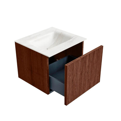 Mondiaz KURVE-DLUX Badkamermeubelset - 50x46x40cm - 1 lade - wastafel solid surface - midden - 1 kraangat - Ruby