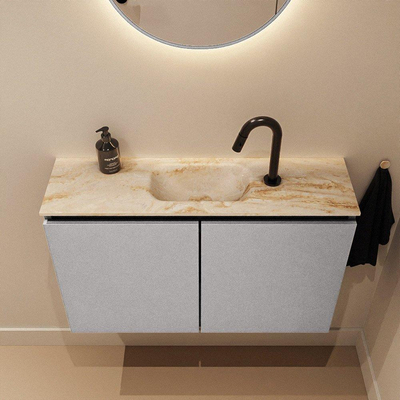 MONDIAZ TURE-DLUX 80cm toiletmeubel Plata. EDEN wastafel Frappe positie midden. Met 1 kraangat.