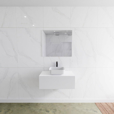 Mondiaz Lagom Meuble salle de bains 80x30.9x45cm Solid Surface Talc 1 tiroir avec lavabo BINX vasque à poser Centre 1 trou de robinet
