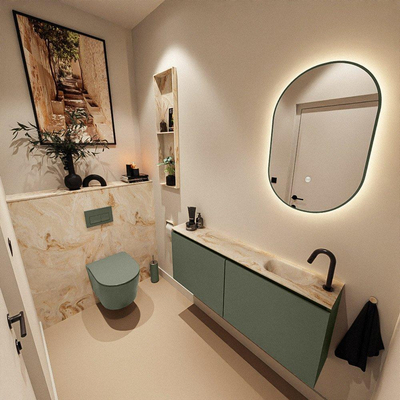 MONDIAZ TURE-DLUX 120cm toiletmeubel Army. EDEN wastafel Frappe positie rechts. Met 1 kraangat.