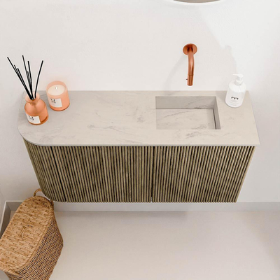 Mondiaz JOYA-DLUX 81.6cm toiletmeubel - ronding links kleur Dusk - Wastafel FAYE positie Rechts Zonder kraangat kleur Opalo.