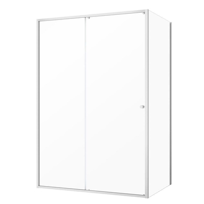 Sealskin Contour porte coulissante avec paroi latérale 140x90 cm, 200 cm de haut, inox, verre de sécurité clair 6 mm