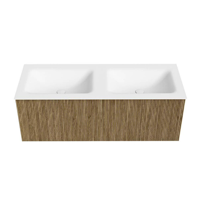 Mondiaz KURVE Badkamermeubelset - 120x46x40cm - 1 lade - wastafel solid surface - dubbel - 2 kraangaten - Dusk