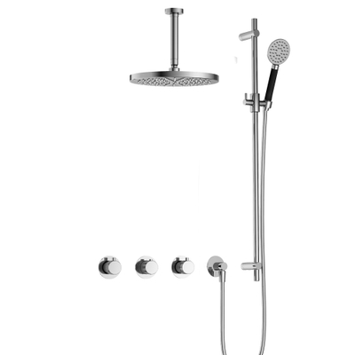 Hotbath Cobber X IBSX70 Regendoucheset inbouw - hoofddouche 30cm - plafondarm 15cm - glijstang - handdouche rond 3 standen - Chroom