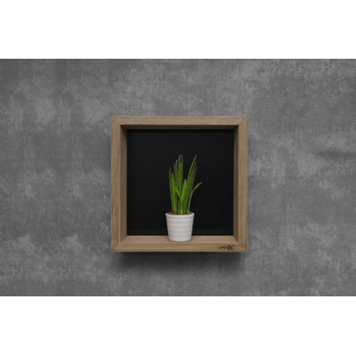 Looox Wood collection Boîte murale 30x30cm avec plaque arrière noir mat chêne noir mat