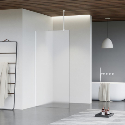 FugaFlow Eccelente Vetro inloopdouche badkamer - 100x200cm - mat glas - plafondarm - mat wit