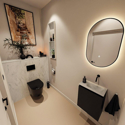 MONDIAZ TURE-DLUX Meuble toilette - 40cm - Urban - EDEN - vasque Opalo - position droite - sans trou de robinet